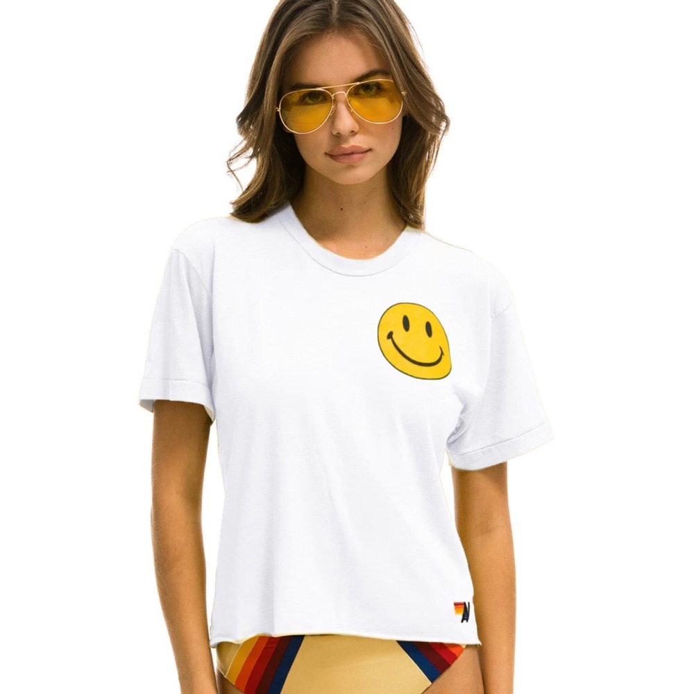 NWT Aviator Nation Smiley T- white size L